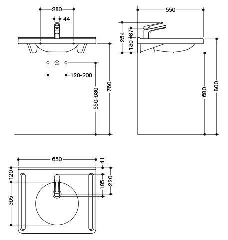 Hewi Hangende Wastafel met Kraan 650 mm Alpenwit 950.19.067