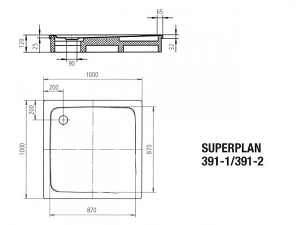 Kaldewei Douchebak Vierkant Mod.391-2 Superplan (447035000)