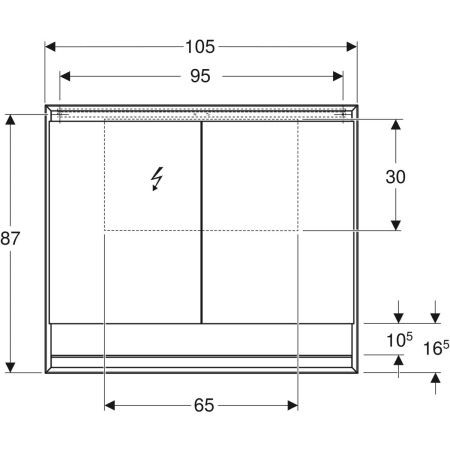 Badkamerkasten Geberit ONE 2 deuren, met nis 1050x900mm Wit