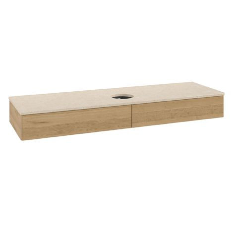 Meuble Pour Vasque à Poser Villeroy et Boch Antao 2 tiroirs en longueur 1600x190x500mm Honey Oak/Boticcino