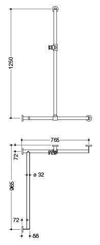 Hewi Badgreep System 900 met douchestang 900.35.30760