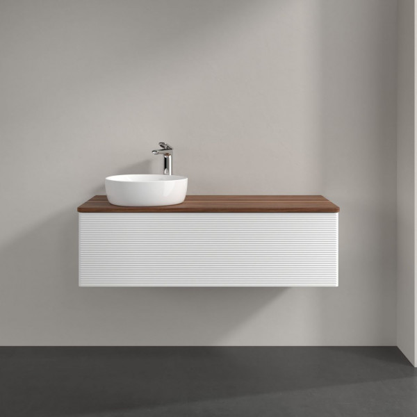 Wastafelmeubel Voor Opzet Waskom Villeroy en Boch Antao 1200x360x500mm White Matt Laquered/Warm W...