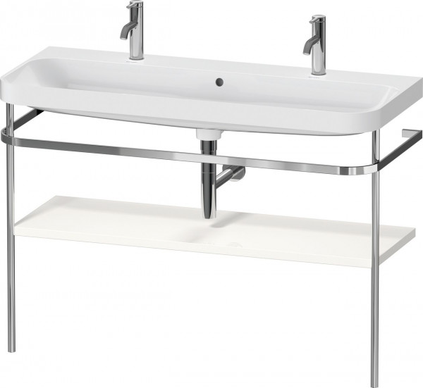 Set Meuble Salle De Bain Duravit Happy D.2 Plus Lavabo double, Console métallique 1 tablette 1175mm Blanc brillant HP4849O22220000