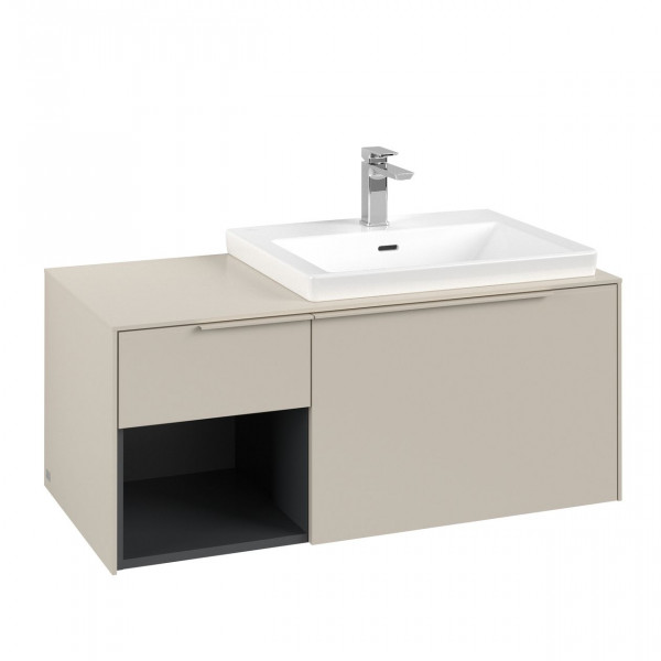 Villeroy et Boch Subway 3.0 Meuble sous plan, 2 tiroirs sur rails, 1001 x 423 x 500 mm droite Gris Cachemire/Monochrome