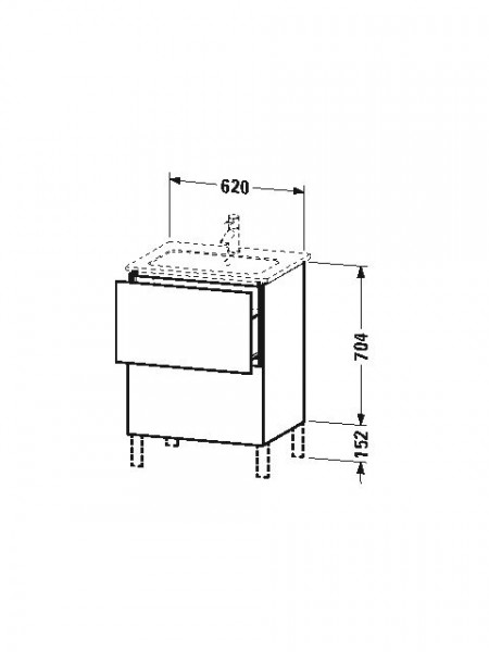 Duravit Wastafelmeubels L-Cube voor 23366 Staand 481x620x704mm