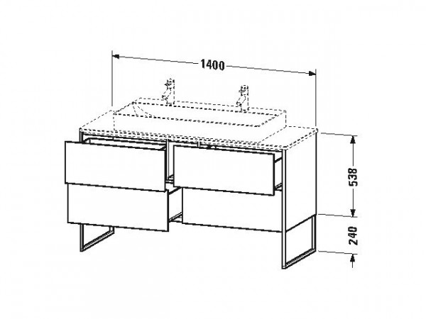 Duravit Wastafelmeubel XSquare voor 235010, 235310 778x1400x548mm