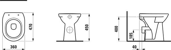 Verhoogd Toilet Laufen PRO 360x470mm Manhattan