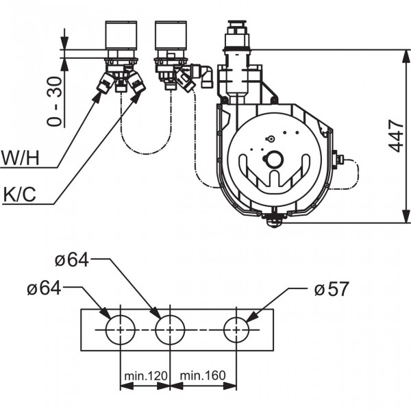 Hansa Compact basisgarnituur voor 3-gats badrandcombinatie 53030300