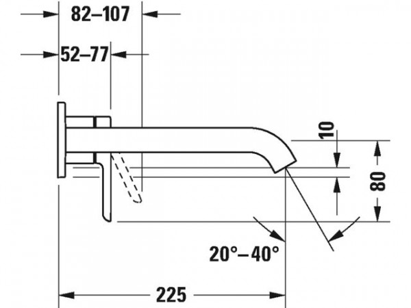 Duravit Inbouw Wastafelkraan C.1 enkele handgreep 225mm Zwart Mat