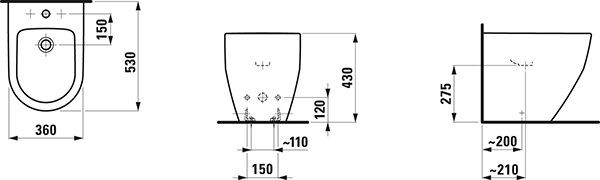 Staand Bidet Laufen PRO CleanCoat 360x530mm Wit