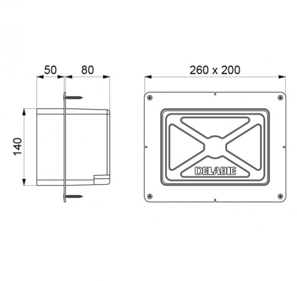 Delabie Ingebouwde getimede douchekraan Chroom 220 x 160 mm 749BOX