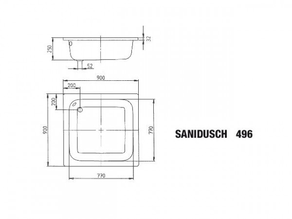 Kaldewei Douchebak Vierkant Mod.496 Sanidusch (332100010)