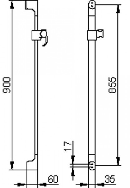 Douchestang Keuco Edition 400 met cursor, 900 mm Geborsteld Nikkel