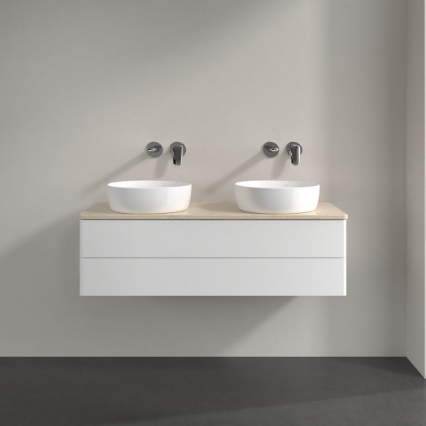 Dubbel Wastafelmeubel Villeroy en Boch Antao 1200x360x500mm White Matt Laquered/Boticcino