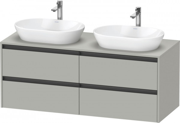 Meuble Double Vasque Duravit Ketho.2 4 tiroirs, poignées anthracite 1400x568mm Gris béton mat K24898B07070000