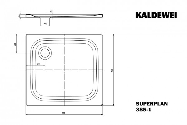 Kaldewei Douchebak Rechthoekig Mod.385-1 Superplan (447600010)
