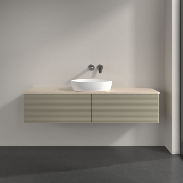 Wastafelmeubel Voor Opzet Waskom Villeroy en Boch Antao 1600x360x500mm Stone Grey Matt Lacquer/Bo...