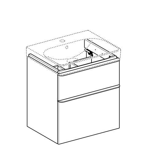Geberit Smyle Square wastafelonderbouwkast met 2 laden 58.4x61.7x47cm mat lava 500.352.jk.1