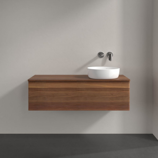 Wastafelmeubel Voor Opzet Waskom Villeroy en Boch Antao 1200x360x500mm Warm Walnut