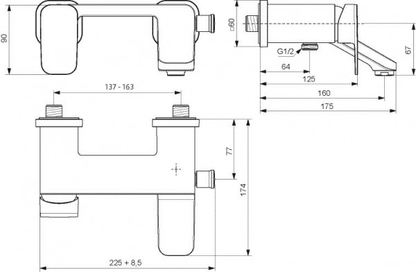 Inbouw Douchekraan Ideal Standard Strada opbouwdeel