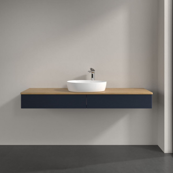 Wastafelmeubel Voor Opzet Waskom Villeroy en Boch Antao 1600x190x500mm Midnight Blue Matt Lacquer...