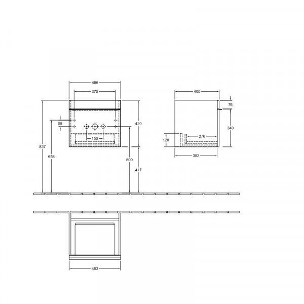 Villeroy en Boch Wastafelmeubels Venticello 466 x 420 x 426 mm