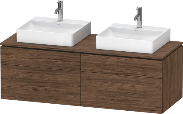 Meuble Double Vasque Duravit L-Cube 4 tiroirs 1420mm Noyer foncé mat LC4872B21210000