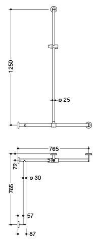 Hewi Badgreep System 900 met douchestang Glanzend Chroom 900.35.33340