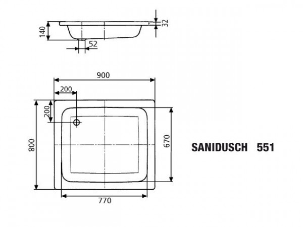 Kaldewei Douchebak Rechthoekig Mod.551 Sanidusch (440800010)