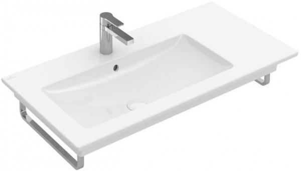 Villeroy & Boch Venticello meubelwastafel met wasbak links 1 kraangat doorgestoken 100x50cm (geschikt voor 3 kr.gaten) met overloop Ceramic+ stone white 4134L1RW