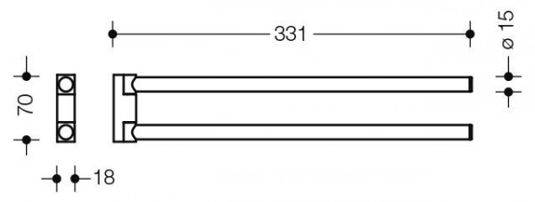 Hewi Handdoekenrek System 162 twee cilindrische armen 331 mm 162.09.11