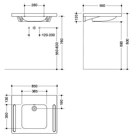 Hewi Hangende Wastafel 650 mm Alpenwit 950.11.140