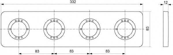 Ideal Standard Archimodule 4-gaten rozet 83x332mm A1543AA