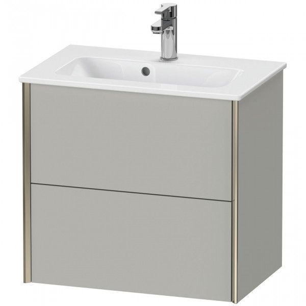 Meuble Pour Lavabo Encastrable Duravit XViu suspendu 2 tiroirs, pour lav. compact ME 610mm Gris béton mat/Champagne XV41780B107