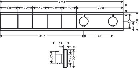 Hansgrohe RainSelect afbouwdeel voor inbouw douchekraan thermostatisch voor 4 functies 59.8x90cm chroom 15382000