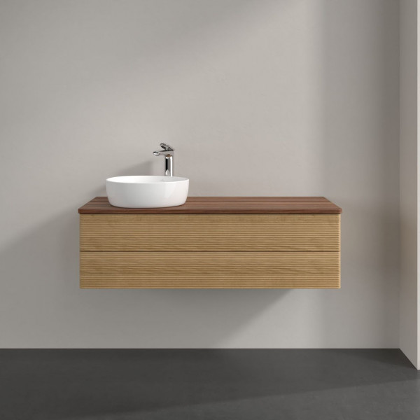 Wastafelmeubel Voor Opzet Waskom Villeroy en Boch Antao 1200x360x500mm Honey Oak/Warm Walnut