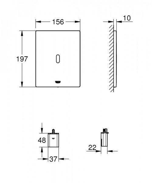 Bedieningspaneel Toilet Grohe Tectron Bau E Infrarood met batterij Chroom