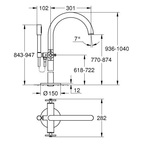 Vrijstaande Badkraan Grohe Atrio Brushed Hard Graphite