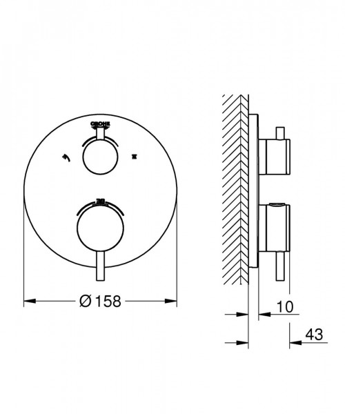 Grohe Atrio inbouw mengkraan thermostatisch met omstel brushed hard graphite 24135al3