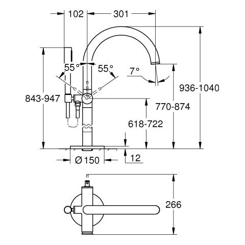 Vrijstaande Badkraan Grohe Atrio 301mm Chroom