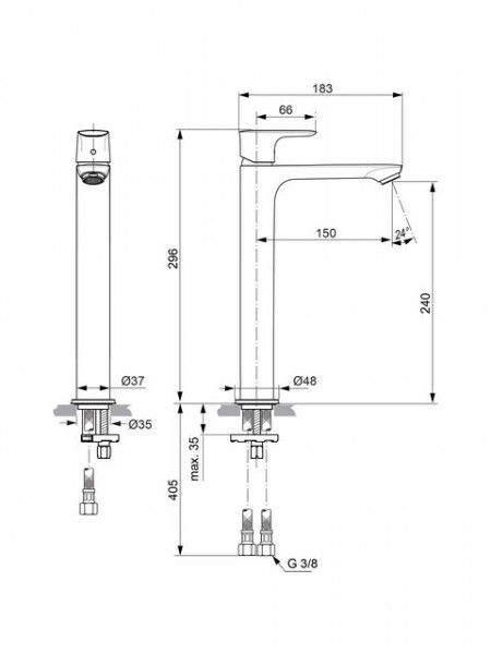 Ideal Standard Eéngreeps wastafelmengkraan Connect Air Chroom