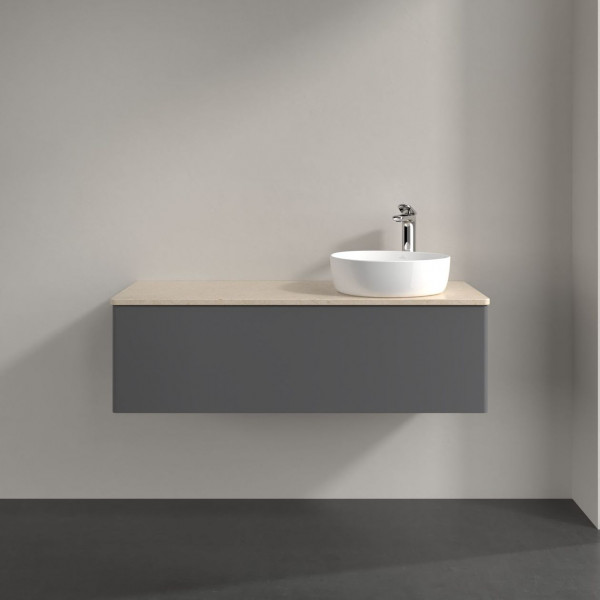 Wastafelmeubel Voor Opzet Waskom Villeroy en Boch Antao 1200x360x500mm Anthracite Matt Laquered/B...