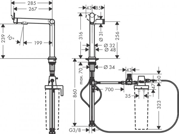 Waterfilter Keukenkraan Hansgrohe Aqittura M91 Chroom