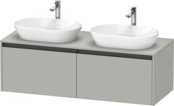 Meuble Double Vasque Duravit Ketho.2 2 tiroirs, poignées anthracite 1400x459mm Gris béton mat K24888B07070000