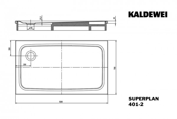 Kaldewei Douchebak Rechthoekig Mod.401-2 Superplan (430135000)
