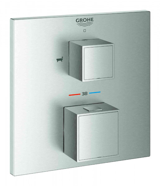Mitigeur Bain Douche Grohe Grohtherm Cube 2 Sorties Avec Inverseur 158x43mm Supersteel