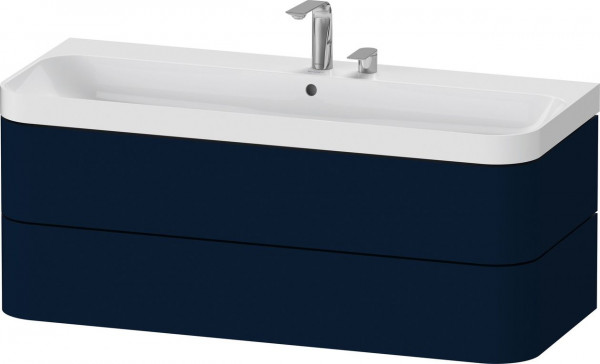 Ensemble Meuble Salle De Bain Duravit Happy D.2 Plus Lavabo 2 trous, meuble c-shaped 2 tiroirs 1175mm Bleu Nuit Satiné HP4349E98980000