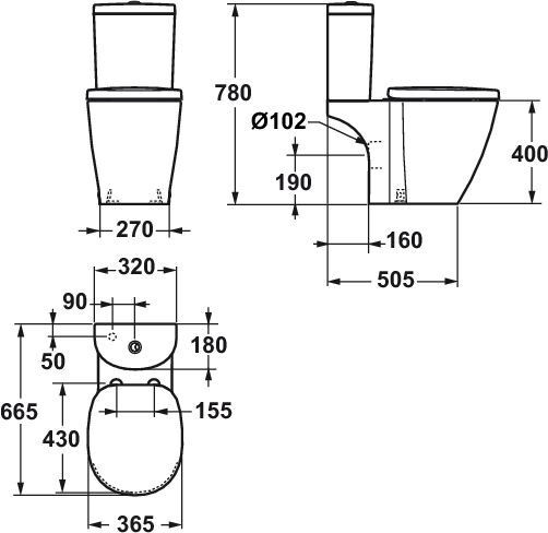 Ideal Standard Connect Reservoir Arc 3/6 liter onderaansluiting  (E78)