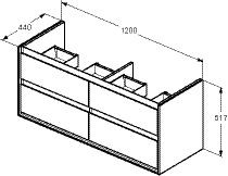 Ideal Standard Möbel für Doppelwaschtisch 4 Schubladen Connect Air (E0822)