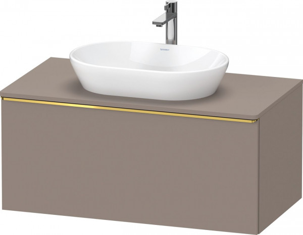 Meuble Pour Vasque à Poser Duravit D-Neo tiroir poignée doré 1000mm Basalte Mat DE4948034430000